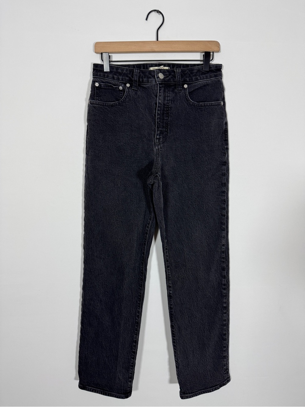 WJ393 {Madewell} "Curvy 90s Straight" Black High Rise Denim Jeans